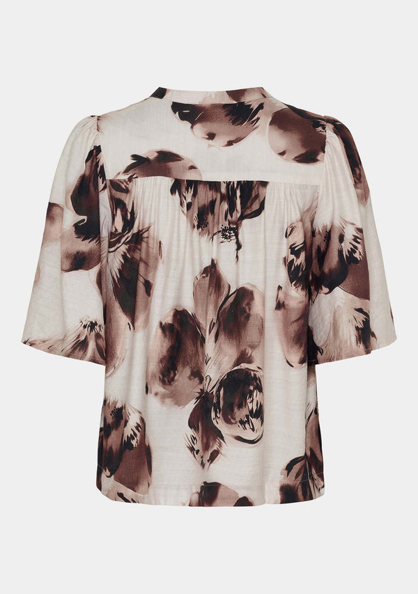 I SAY Naomi s/s Blouse Blouses N47 Aubergine Floral