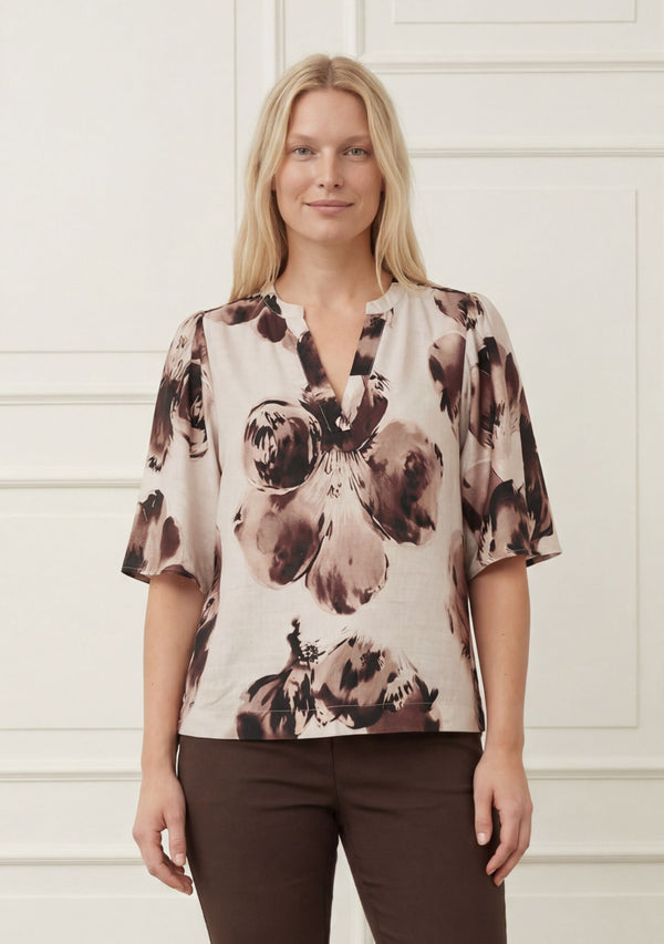 I SAY Naomi s/s Blouse Blouses N47 Aubergine Floral