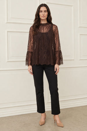 I SAY Nicole Lace Blouse Blouses 356 Dark brown