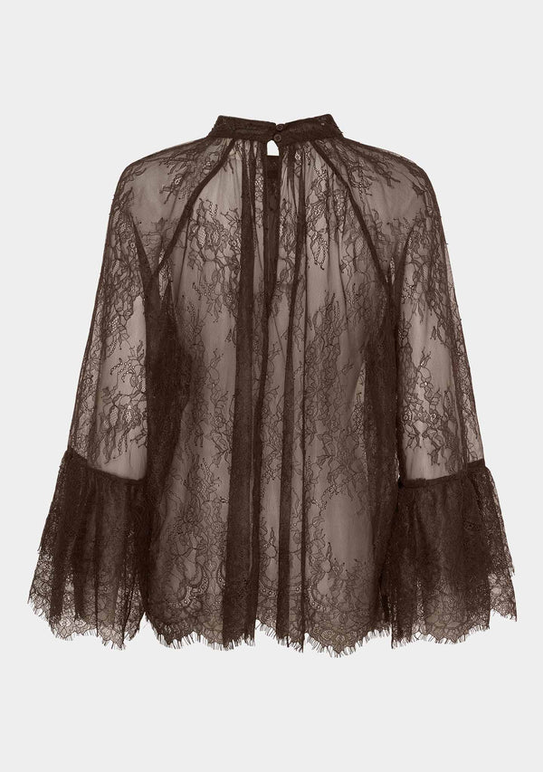 I SAY Nicole Lace Blouse Blouses 356 Dark brown