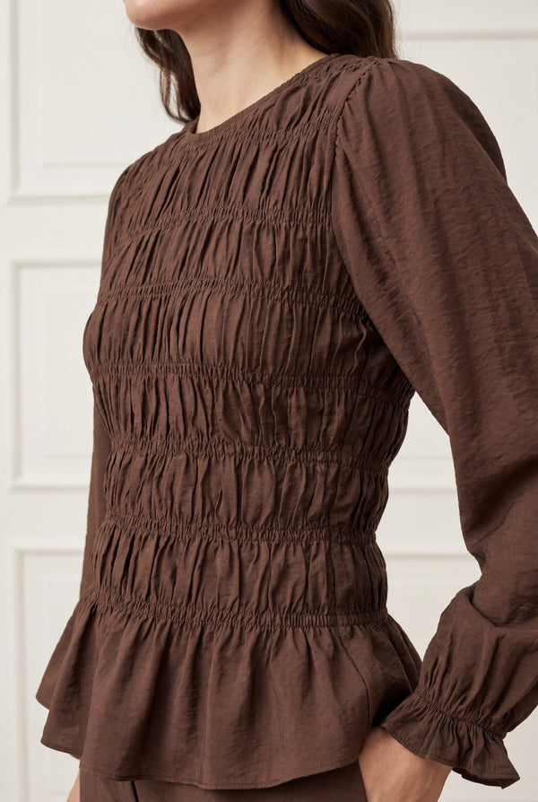 I SAY Noel Smock Blouse Blouses 356 Dark brown
