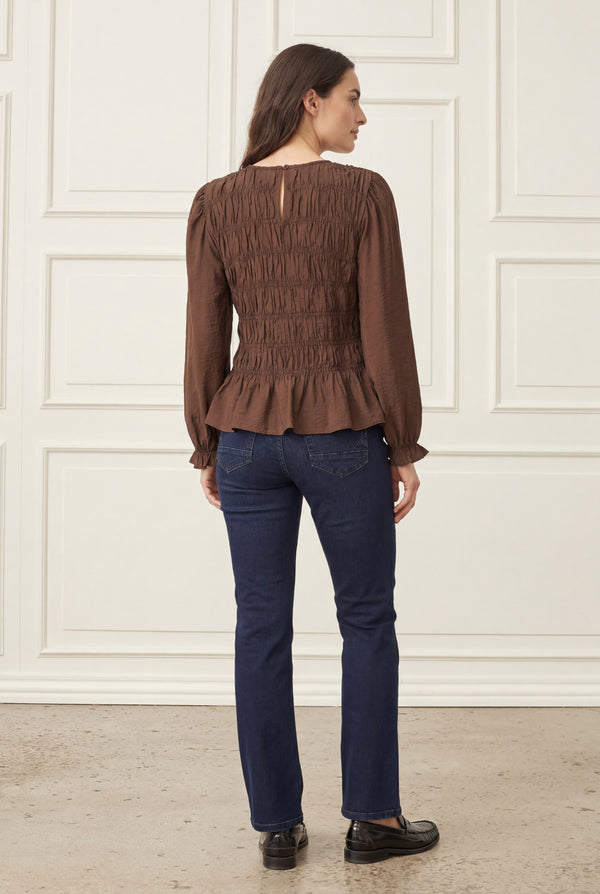 I SAY Noel Smock Blouse Blouses 356 Dark brown