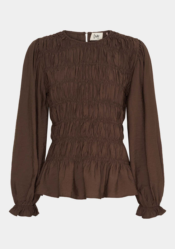 I SAY Noel Smock Blouse Blouses 356 Dark brown