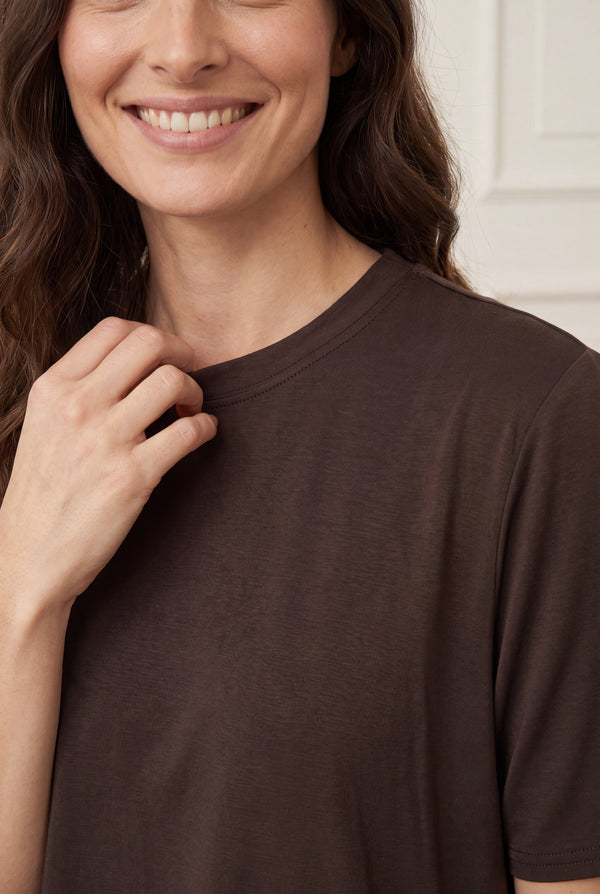 I SAY Nugga Basic O-Neck T-Shirt Basics 356 Dark brown