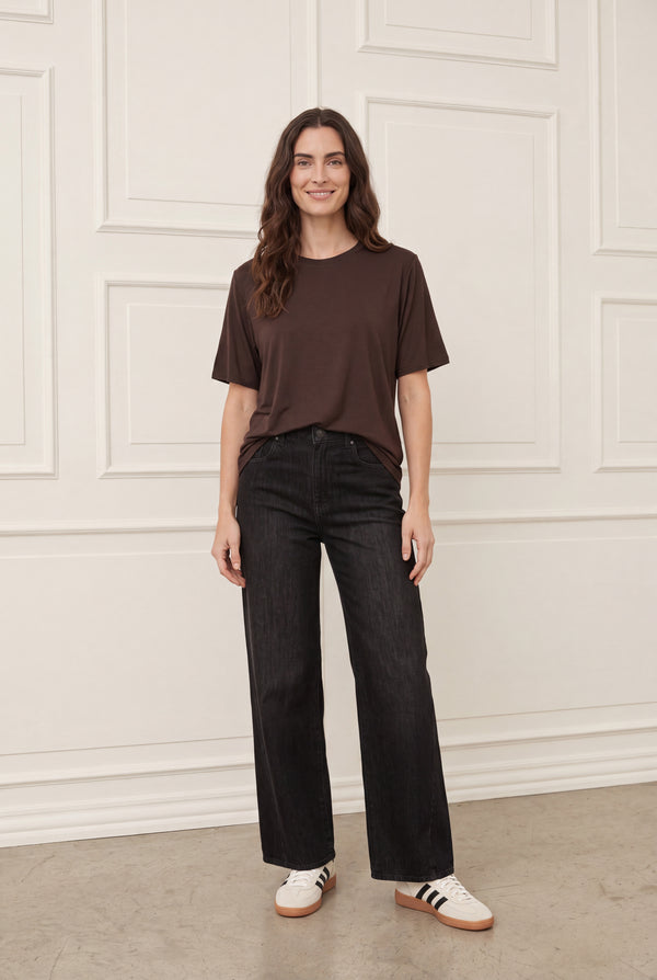 I SAY Nugga Basic O-Neck T-Shirt Basics 356 Dark brown