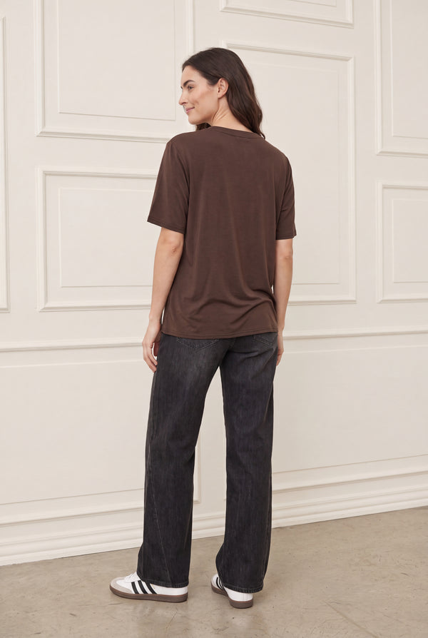 I SAY Nugga Basic O-Neck T-Shirt Basics 356 Dark brown
