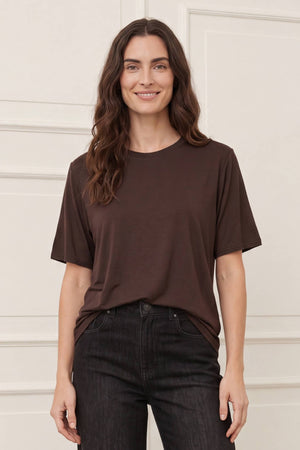I SAY Nugga Basic O-Neck T-Shirt Basics 356 Dark brown