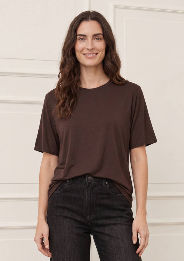 I SAY Nugga Basic O-Neck T-Shirt Basics 356 Dark brown