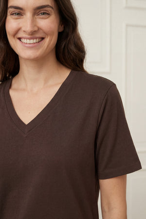 I SAY Nugga Basic V-Neck T-Shirt Basics 356 Dark brown