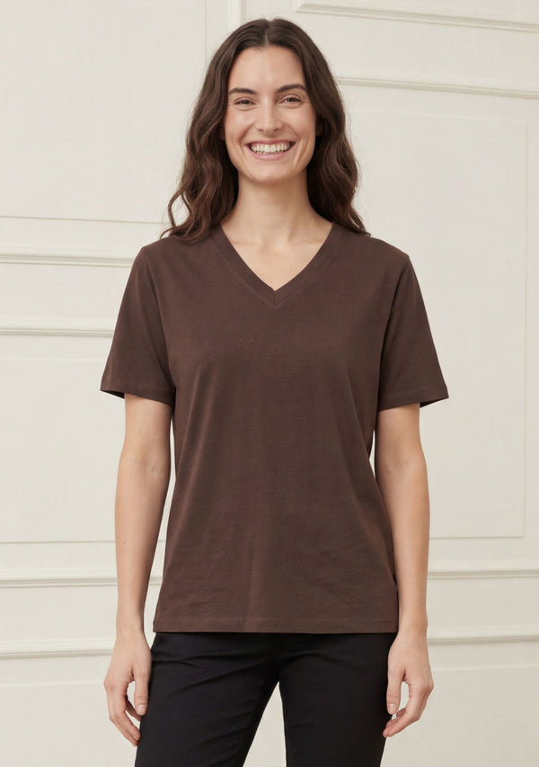 I SAY Nugga Basic V-Neck T-Shirt Basics 356 Dark brown