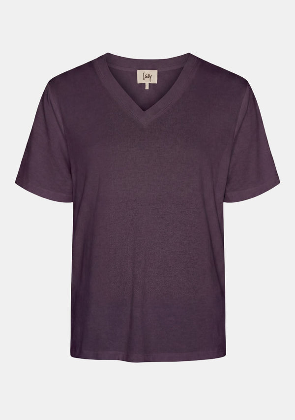 I SAY Nugga Basic V-Neck T-Shirt Basics 419 Aubergine
