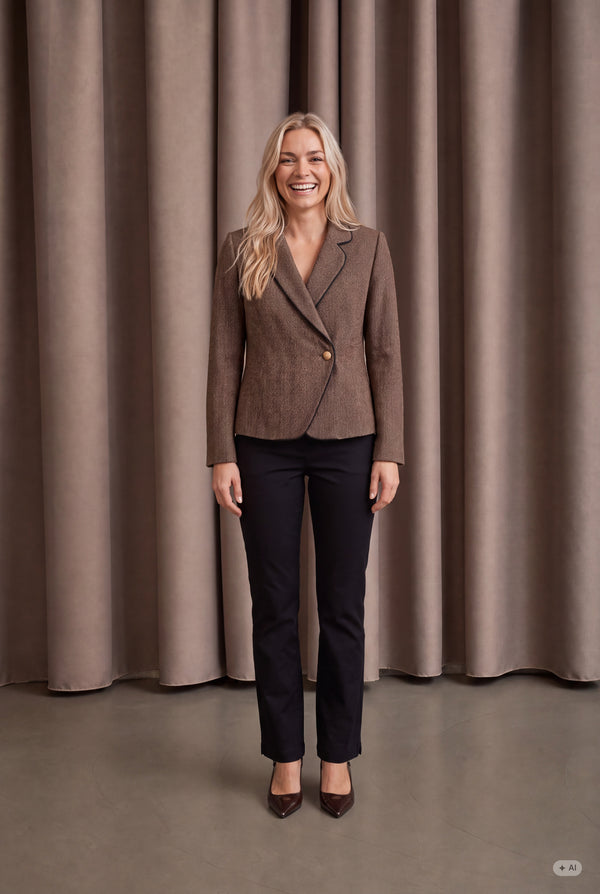 I SAY Oda Blazer Jackets N60 Brown Herringbone