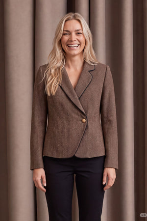 I SAY Oda Blazer Jackets N60 Brown Herringbone
