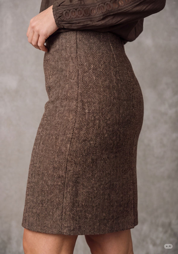 I SAY Oda Skirt Skirts N60 Brown Herringbone