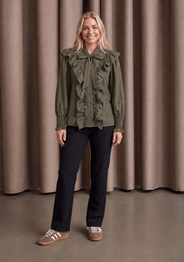 I SAY Olise Flounce Shirt Shirts 885 Khaki