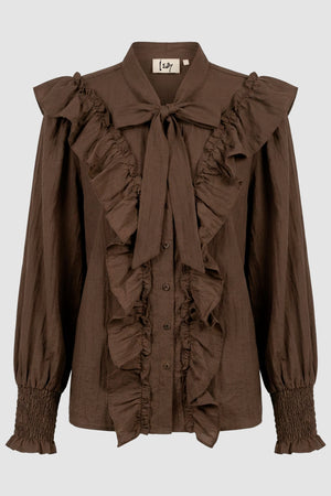 I SAY Olise Flounce Shirt Shirts 885 Khaki