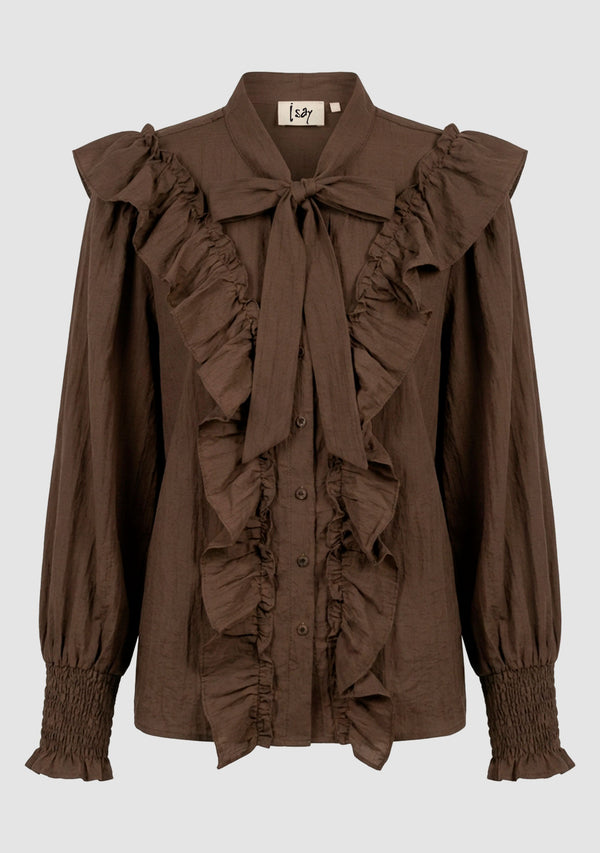 I SAY Olise Flounce Shirt Shirts 885 Khaki