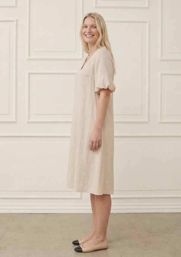 I SAY Pearl Baloon Sleeve Dress Dresses 112 Sand