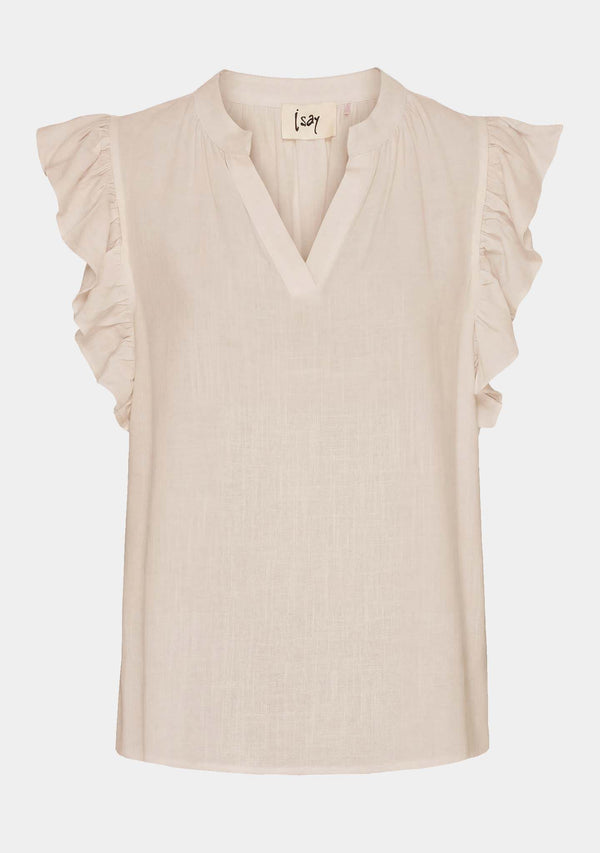 I SAY Pearl Flounce Top Tops 112 Sand