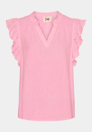 I SAY Pearl Flounce Top Tops 550 Fresh Pink