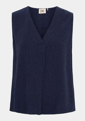 I SAY Pearl V-Neck Top Tops 640 Navy