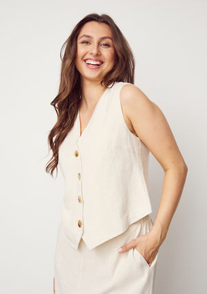 I SAY Pearl Waistcoat Vest 112 Sand