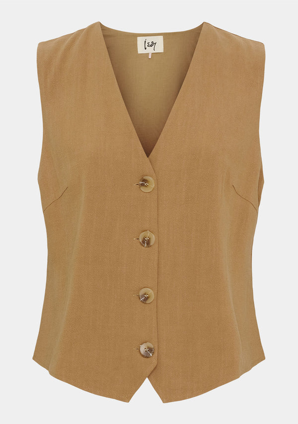 I SAY Pearl Waistcoat Vest 321 Luxury Camel