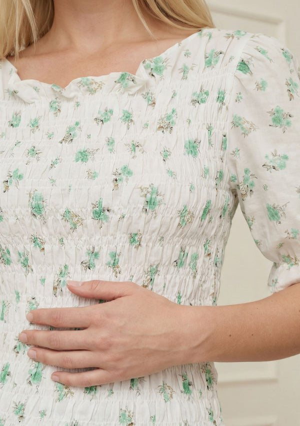 I SAY Pernille Smock Blouse Blouses G15 Green Flower Dream