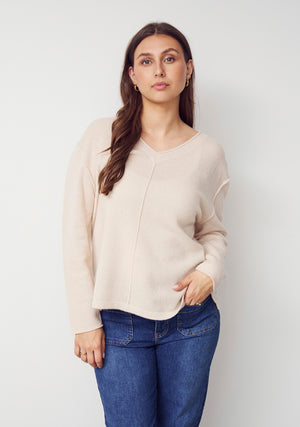 I SAY Robin V-Neck Pullover Knitwear 146 Cream