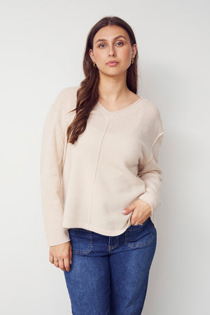 I SAY Robin V-Neck Pullover Knitwear 146 Cream