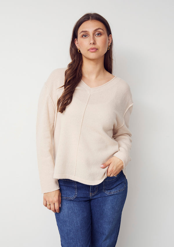 I SAY Robin V-Neck Pullover Knitwear 146 Cream