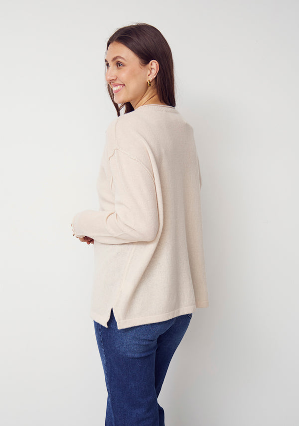 I SAY Robin V-Neck Pullover Knitwear 146 Cream