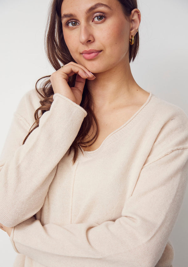 I SAY Robin V-Neck Pullover Knitwear 146 Cream