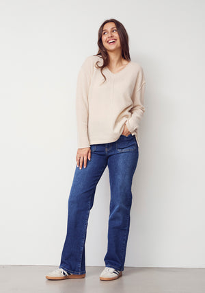 I SAY Robin V-Neck Pullover Knitwear 146 Cream