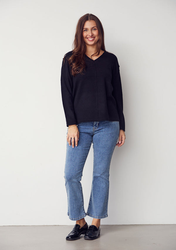I SAY Robin V-Neck Pullover Knitwear 900 Black