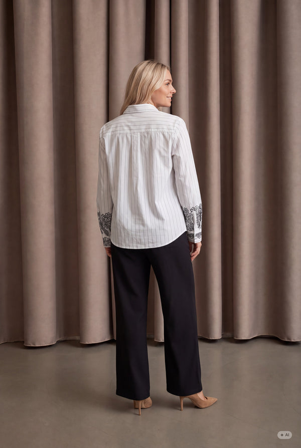 I SAY Sigga Embroidery Shirt Shirts N67 White Pinstripe