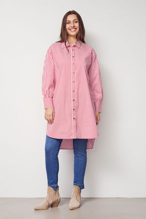 I SAY Sigga Striped Tunic Tunics M55 Fresh Red Stripes