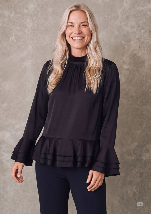 I SAY Steff Deco Blouse Blouses 900 Black