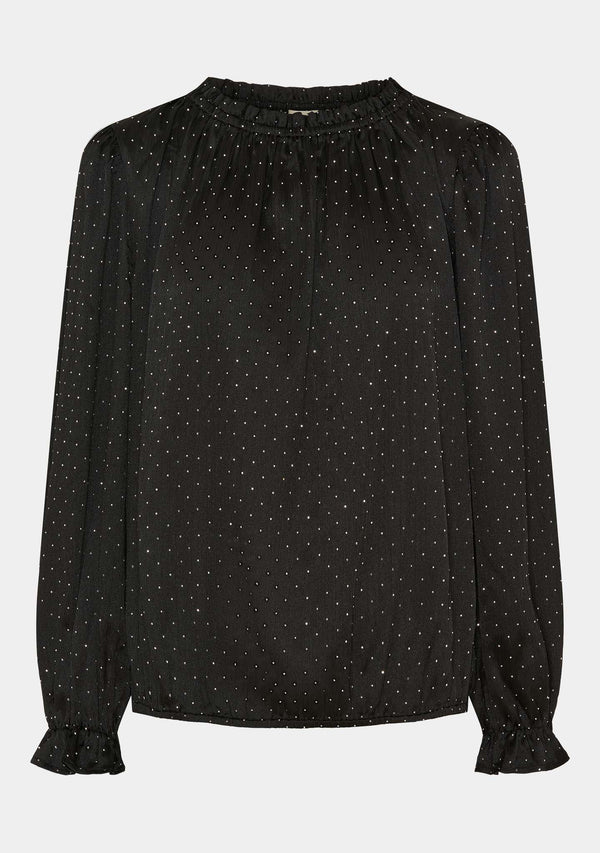 I SAY Tanna Shiny Blouse Blouses 900 Black