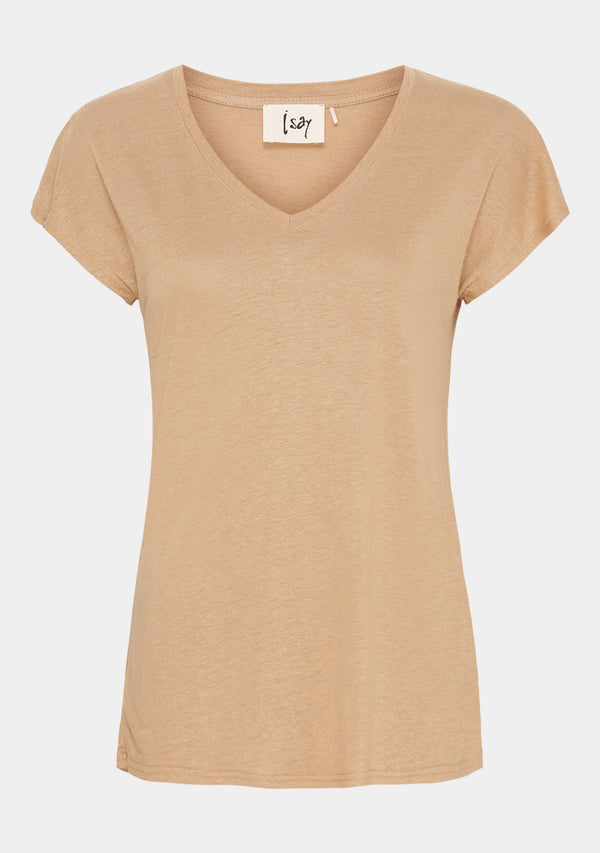 I SAY Tess V-Neck T-Shirt T-Shirts 102 Camel