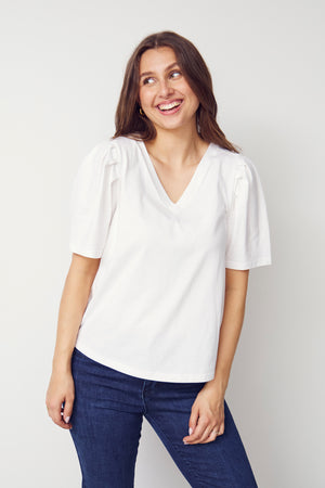 I SAY Tinni V-Neck T-Shirt Basics 100 White