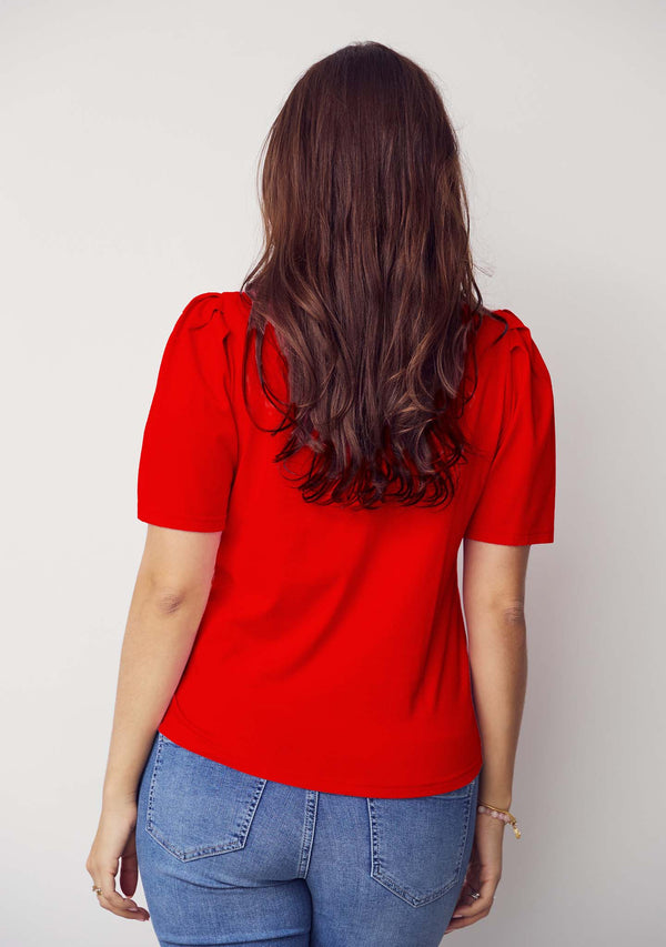 I SAY Tinni V-Neck T-Shirt Basics 432 Fresh Red