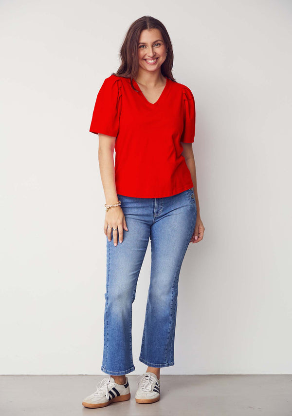 I SAY Tinni V-Neck T-Shirt Basics 432 Fresh Red