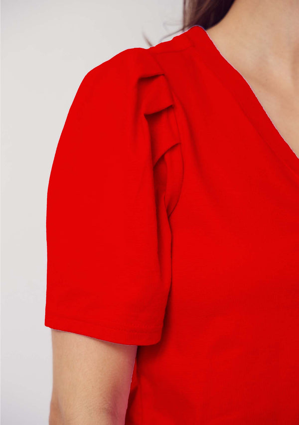 I SAY Tinni V-Neck T-Shirt Basics 432 Fresh Red