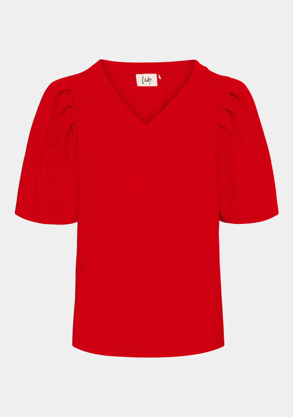 I SAY Tinni V-Neck T-Shirt Basics 432 Fresh Red