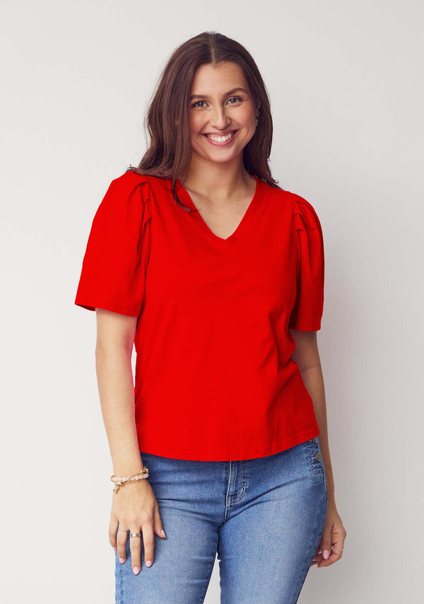 I SAY Tinni V-Neck T-Shirt Basics 432 Fresh Red