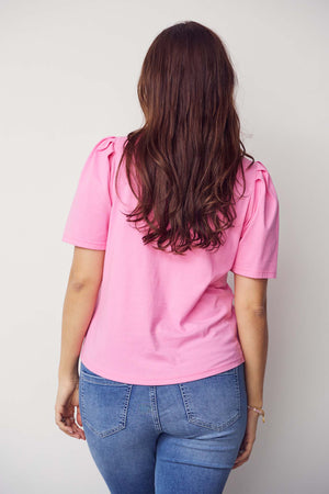 I SAY Tinni V-Neck T-Shirt Basics 515 Hot pink