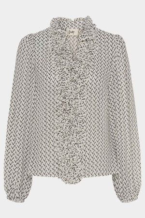I SAY Vibse Ruffle Blouse Blouses D36 Black Zig Zag