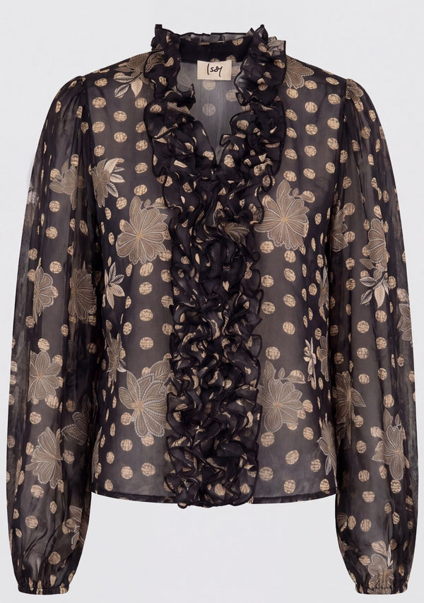 I SAY Vibse Ruffle Blouse Blouses N64 Flower/Dot Print