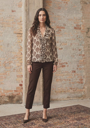 I SAY Vibse Ruffle Blouse Blouses N85 Heritage Damask